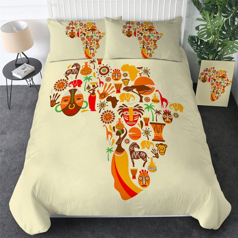Image of African Cultural Map Bedding Set - Beddingify