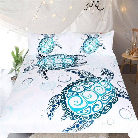 Image of Couple Blue Turtles Comforter Set - Beddingify