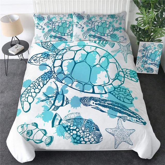 Blue Ocean Turtle Comforter Set - Beddingify