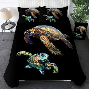 Black Sea Turtles Comforter Set - Beddingify