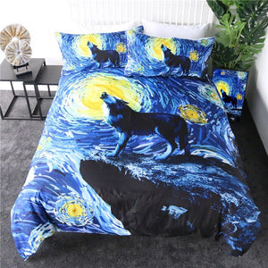 Howling Wolf Painting Bedding Set - Beddingify