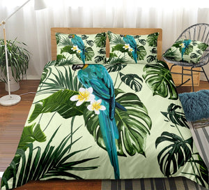 Palm Leaves Parrot Bedding Set - Beddingify