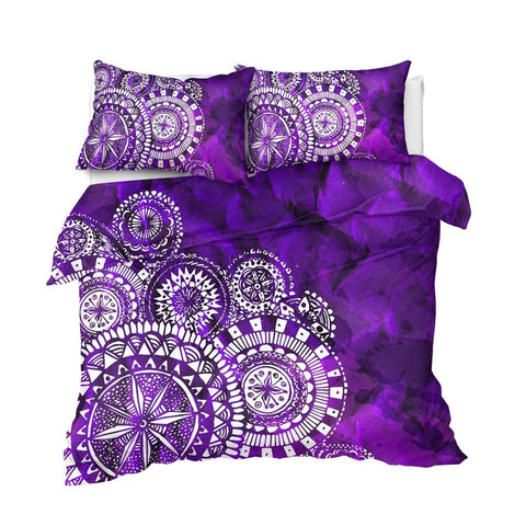 Image of Purple Mandala Indigo Comforter Set - Beddingify