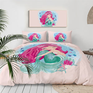 Pink Mermaid Girls Bedding Set - Beddingify