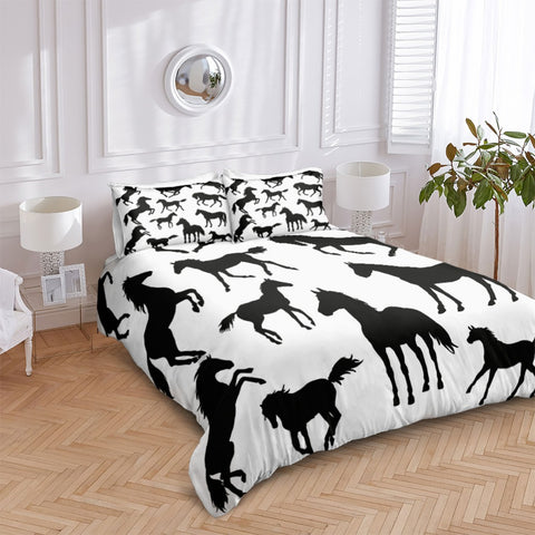 Image of Black Horses Bedding Set - Beddingify