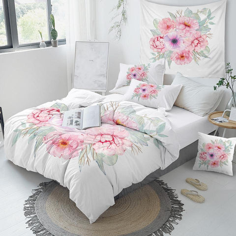 Image of Pink Flowers Comforter Set - Beddingify