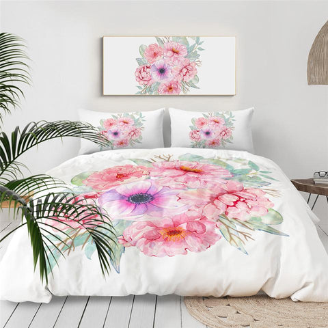 Image of Pink Flowers Comforter Set - Beddingify