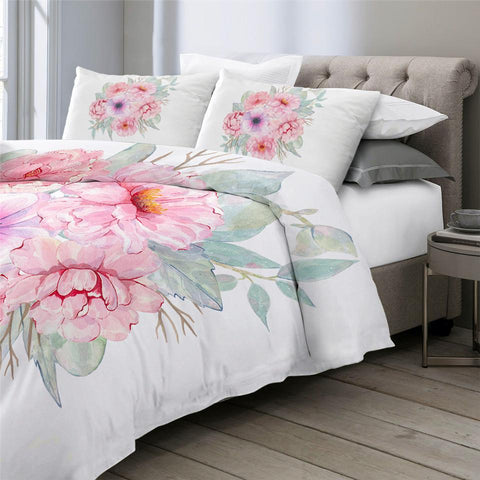 Image of Pink Flowers Comforter Set - Beddingify