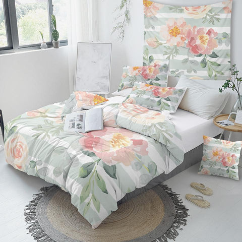 Image of Pink Flowers Comforter Set - Beddingify