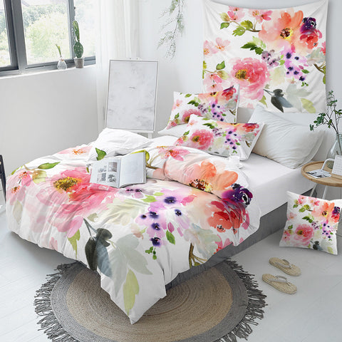 Image of Watercolor Flowers Bedding Set - Beddingify
