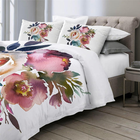 Image of Watercolor Floral Comforter Set - Beddingify