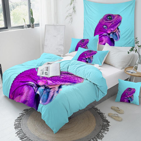 Image of Purple Lizard Comforter Set - Beddingify