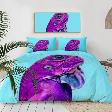 Image of Purple Lizard Comforter Set - Beddingify