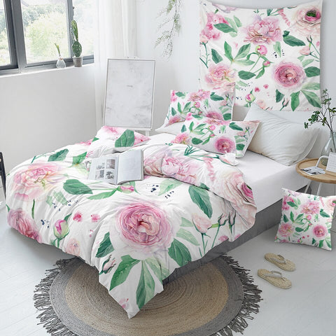 Image of Roses And Leaves Bedding Set - Beddingify