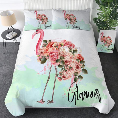 Image of Glamour Flamingo Comforter Set - Beddingify