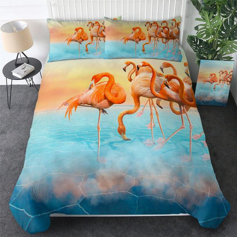 Image of Flamingos And Sky Comforter Set - Beddingify