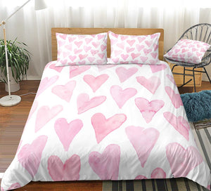 Pink Love Heart Bedding Set = - Beddingify