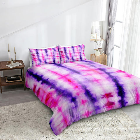 Image of Purple Pink Tie Dye Bedding Set - Beddingify