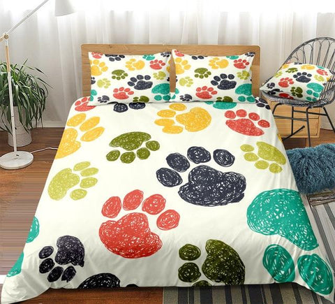 Image of Dog Footprints Comforter Set - Beddingify