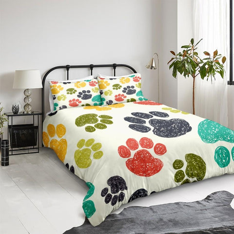 Image of Dog Footprints Comforter Set - Beddingify