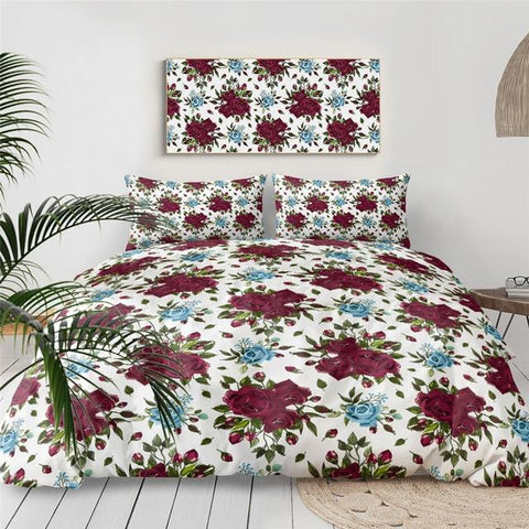 Image of Blooming Red Roses Comforter Set - Beddingify