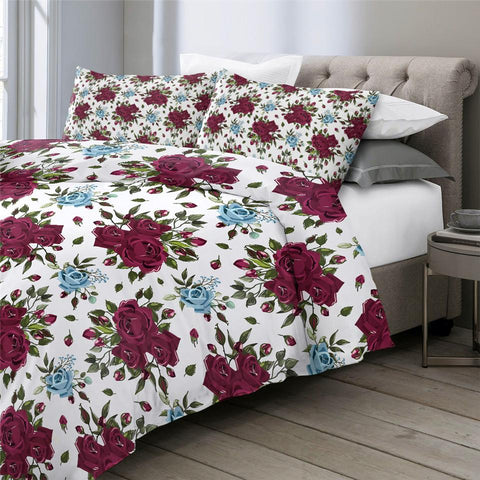 Image of Blooming Red Roses Comforter Set - Beddingify