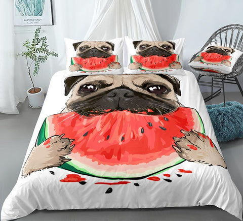 Image of Dogs Eats Watermelon Comforter Set - Beddingify