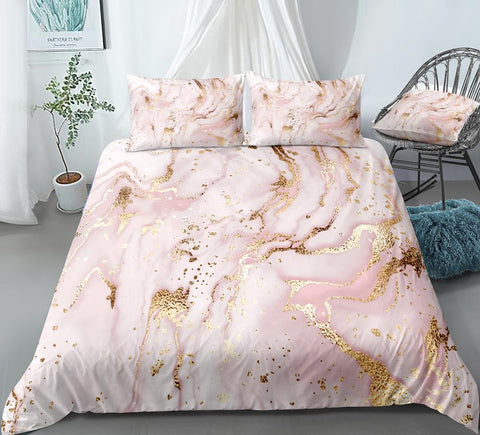 Image of Gold Pink Quicksand Bedding Set - Beddingify