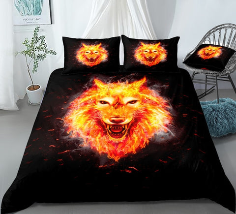 Image of Fire Wolf Bedding Set - Beddingify