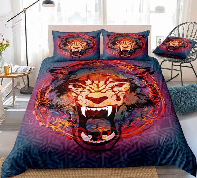 Flame Wolf Bedding Set - Beddingify