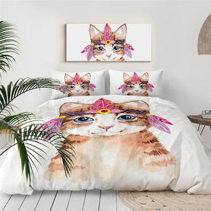 Girly Cat Comforter Set - Beddingify