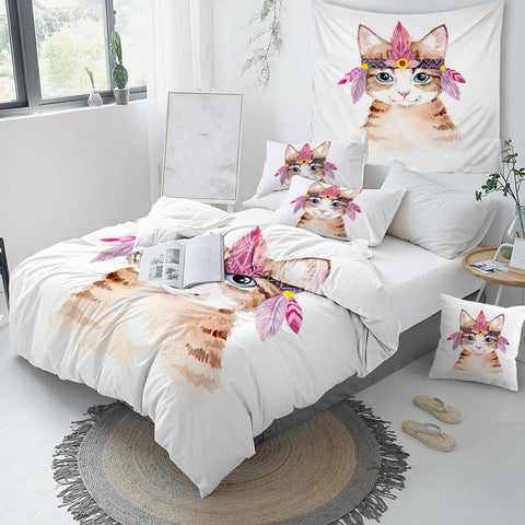 Image of Girly Cat Comforter Set - Beddingify