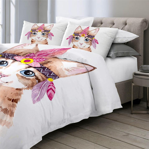 Image of Girly Cat Comforter Set - Beddingify