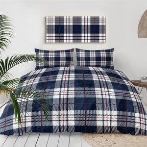 Blue and White Plaid Comforter Set - Beddingify