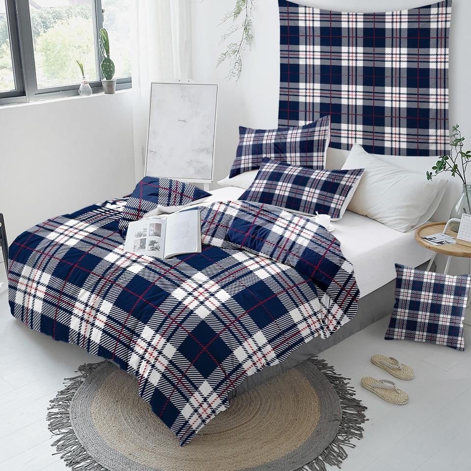Blue and White Plaid Comforter Set - Beddingify