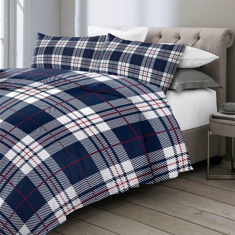 Image of Blue and White Plaid Comforter Set - Beddingify