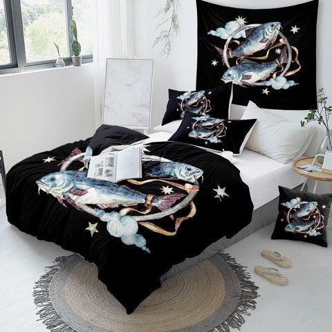 Image of Fish Pisces Zodiac Symbol Comforter Set - Beddingify
