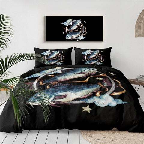 Image of Fish Pisces Zodiac Symbol Comforter Set - Beddingify
