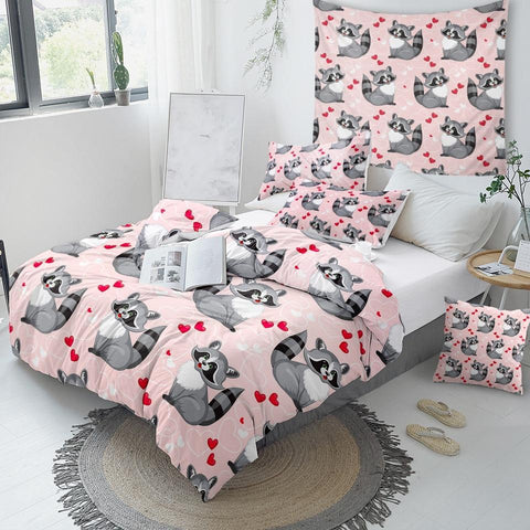 Image of Funny Raccoon Comforter Set - Beddingify