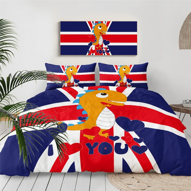 British Flag Dinosaur Bedding Set - Beddingify