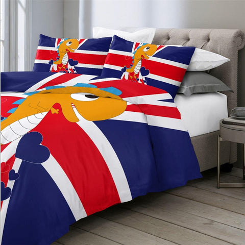 Image of British Flag Dinosaur Comforter Set - Beddingify