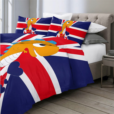 Image of British Flag Dinosaur Bedding Set - Beddingify