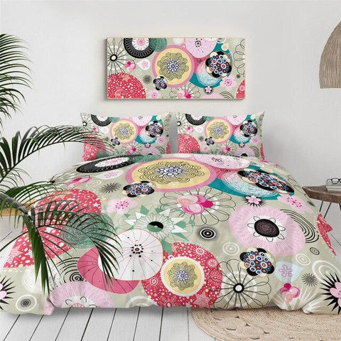 Image of Abstract Art Floral Pink Comforter Set - Beddingify