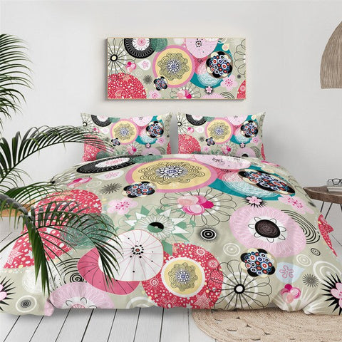 Image of Abstract Art Floral Pink Bedding Set - Beddingify