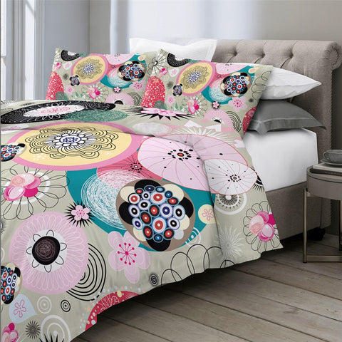 Image of Abstract Art Floral Pink Bedding Set - Beddingify