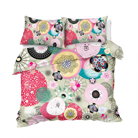 Image of Abstract Art Floral Pink Comforter Set - Beddingify