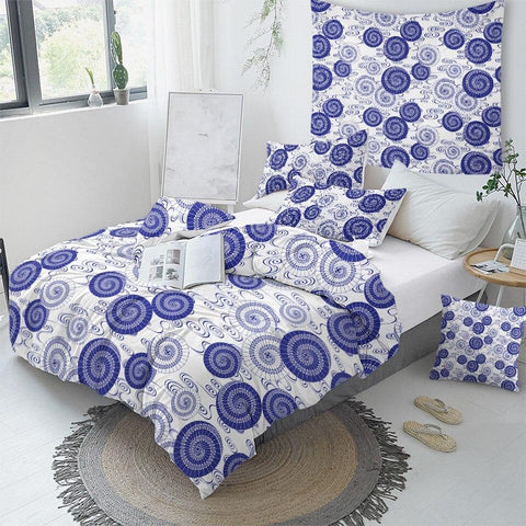 Image of Blue Abstract Art Floral Comforter Set - Beddingify