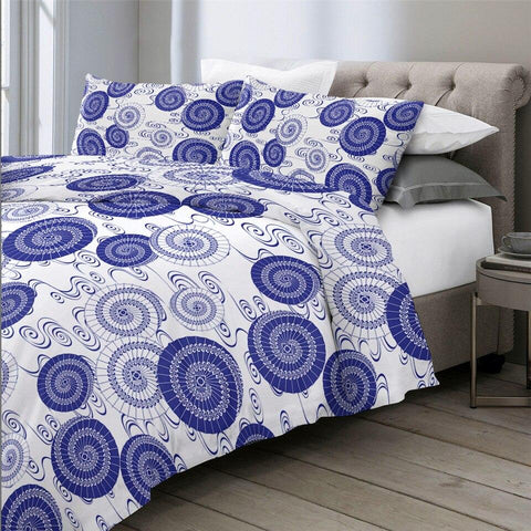 Image of Blue Abstract Art Floral Comforter Set - Beddingify