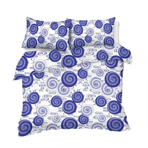 Image of Blue Abstract Art Floral Comforter Set - Beddingify