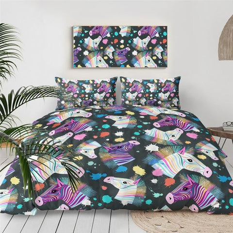 Image of Rainbow Zebra Comforter Set - Beddingify